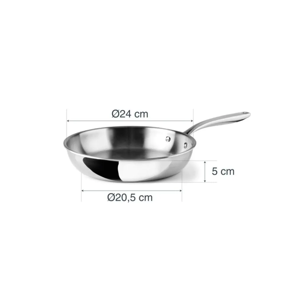 Sartén de acero inoxidable, trichef, 24 cm - Lacor