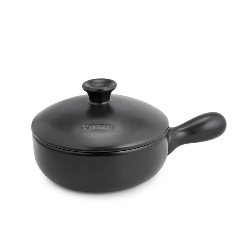Sartén de cerámica gres para inducción 23 cm con tapa, antracita - Topgres