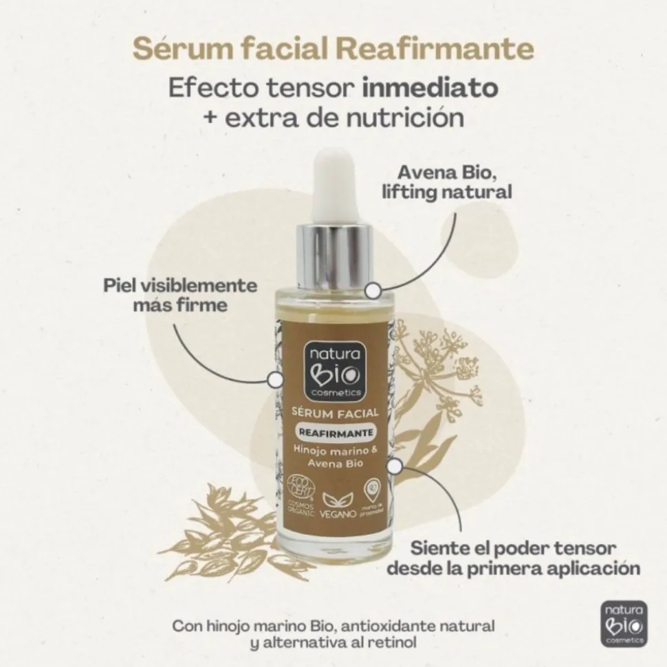 Serum facial reafirmante con hinojo y avena ecológico , 30 ml - NaturaBio