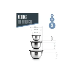 Set de 3 boles de acero inoxidable con tapa Adapt - Lacor