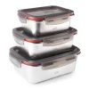 Set de 3 fiambreras herméticas rectangulares de acero inoxidable Ecoinox con tapa - Lacor