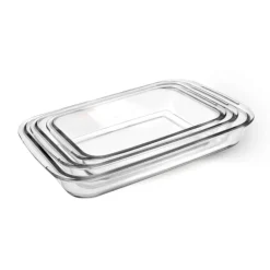 Set de 3 fuentes rectangulares de borosilicato Kristall para horno - Ibili