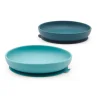 Set de 2 platos con ventosas para bebé, color azul y turquesa - Ekobo