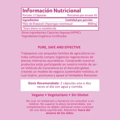 Shatavari ecológico, en cápsulas - Organic India