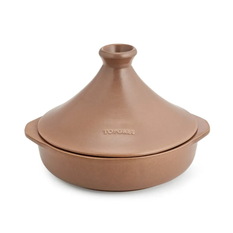 Tajine de cerámica gres para inducción de 25 cm con tapa, canela - Topgres