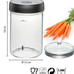 Tarro de fermentación de cristal 1000 ml + tapa y pesa de cristal - Gefu