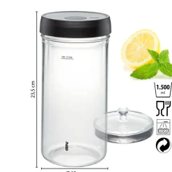 Tarro de fermentación de cristal 1500 ml + tapa y pesa de cristal - Gefu